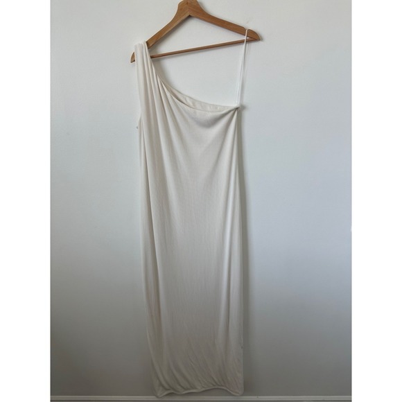 NWT women's Abercrombie & Fitch One-Shoulder Ribbed Maxi Dress – White – XL - Picture 7 of 9
